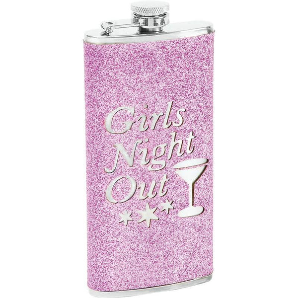 Maxam 6oz Stainless Steel Flask With Pink Sparkled Wrap