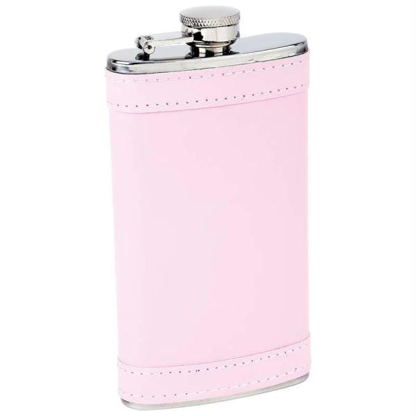 Maxam 6oz Stainless Steel Flask With Pink Wrap