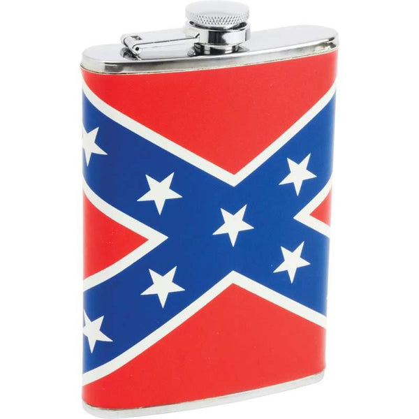 Maxam 8oz Stainless Steel Flask With Rebel Flag Wrap