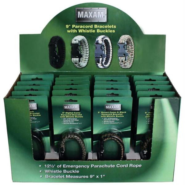 Maxam 24pc Paracord Bracelets In Countertop Display