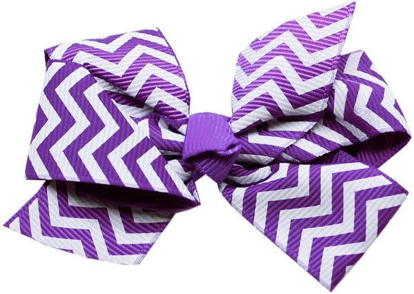 Hair Bow Chevron French Barrette Purple