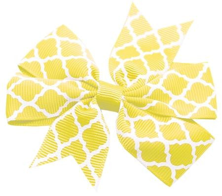 Hair Bow Quatrefoil Alligator Clip Yellow