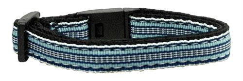 Preppy Stripes Nylon Ribbon Collars Light Blue-White Cat Safety