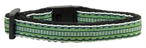 Preppy Stripes Nylon Ribbon Collars Green-White Cat Safety