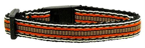 Preppy Stripes Nylon Ribbon Collars Orange-Khaki Cat Safety