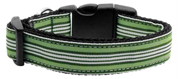 Preppy Stripes Nylon Ribbon Collars Green-White Large