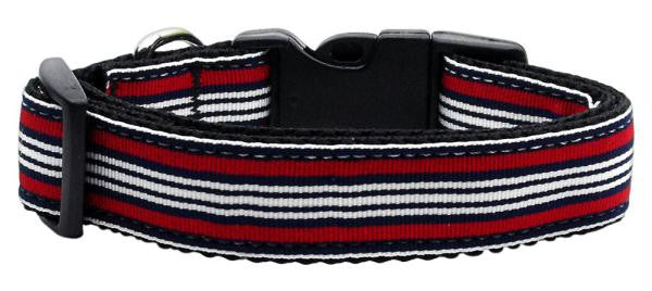 Preppy Stripes Nylon Ribbon Collars Red-White Large