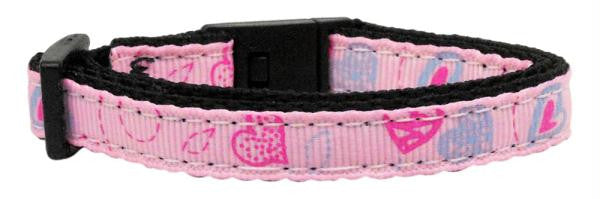 Crazy Hearts Nylon Collars Light Pink Cat Safety