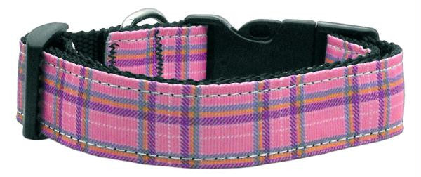 Plaid Nylon Collar  Pink Medium