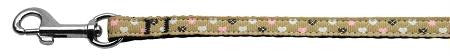 Argyle Hearts Nylon Ribbon Leash Tan 3-8 wide 6ft Long