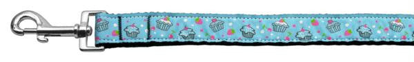 Cupcakes Nylon Ribbon Leash Baby Blue 1 inch wide 4ft Long