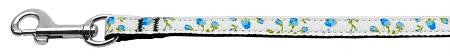 Roses Nylon Ribbon Leash Blue 3-8 inch wide 4ft Long