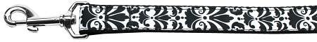 Damask Nylon Dog Leash 4 Foot Black