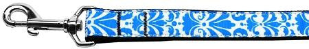 Damask Nylon Dog Leash 6 Foot Blue