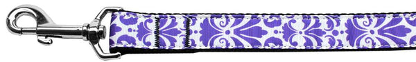 Damask Nylon Dog Leash 4 Foot Purple