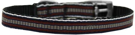 Preppy Stripes Nylon Dog Collar with classic buckles 3-8" Brown-Khaki Size 16