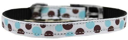 Confetti Dots Nylon Dog Collar with classic buckle 3-8" Baby Blue Size 10