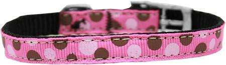 Confetti Dots Nylon Dog Collar with classic buckle 3-8" Bright Pink Size 12