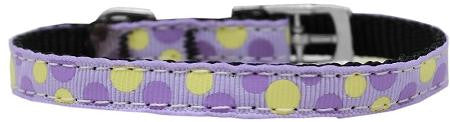 Confetti Dots Nylon Dog Collar with classic buckle 3-8" Lavender Size 8