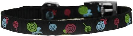 Lollipops Nylon Dog Collar with classic buckle 3-8" Black Size 8