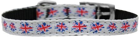 Graffiti Union Jack(UK Flag) Nylon Dog Collar with classic buckle 3-8" Size 8