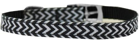 Chevrons Nylon Dog Collar with classic buckle 3-8" Black Size 8