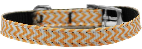 Chevrons Nylon Dog Collar with classic buckle 3-8" Orange Size 12