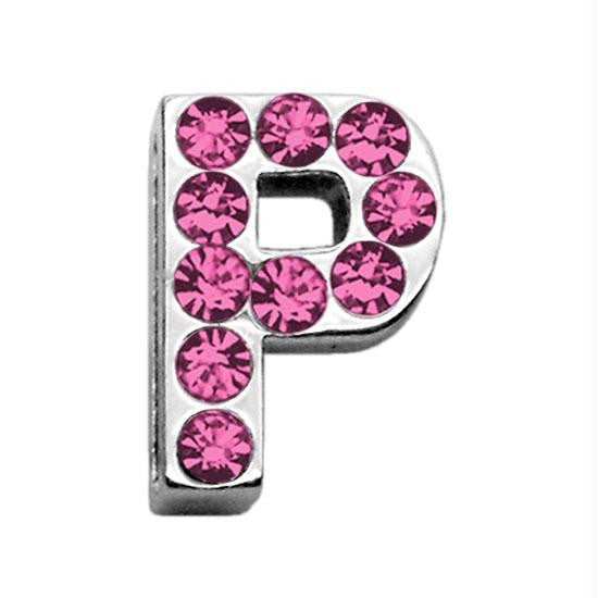 3-4" (18mm) Pink Letter Sliding Charms P 3-4 (18mm)