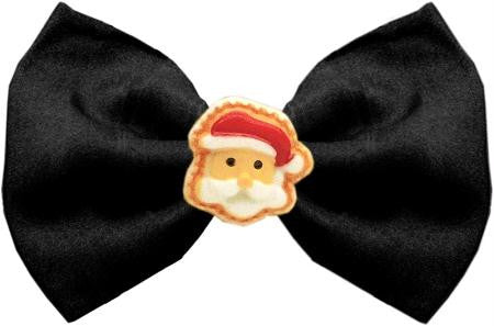 Santa Face Chipper Black Pet Bow Tie