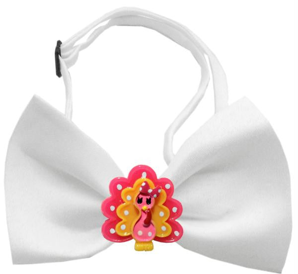 Pink Turkey Chipper White Bow Tie