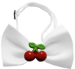 Red Cherry Chipper White Bow Tie