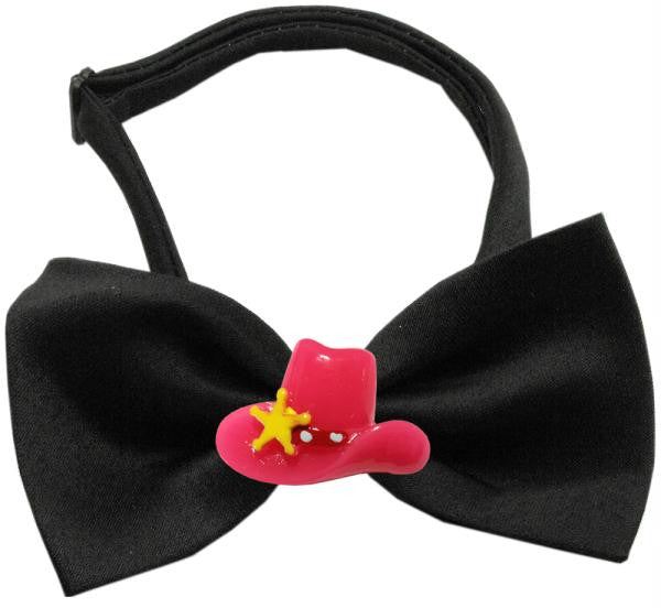 Pink Cowboy Hat Chipper Black Bow Tie