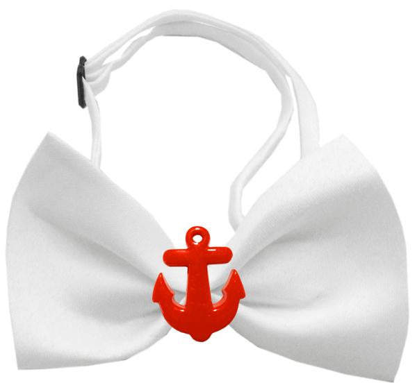 Red Anchors Chipper White Bow Tie