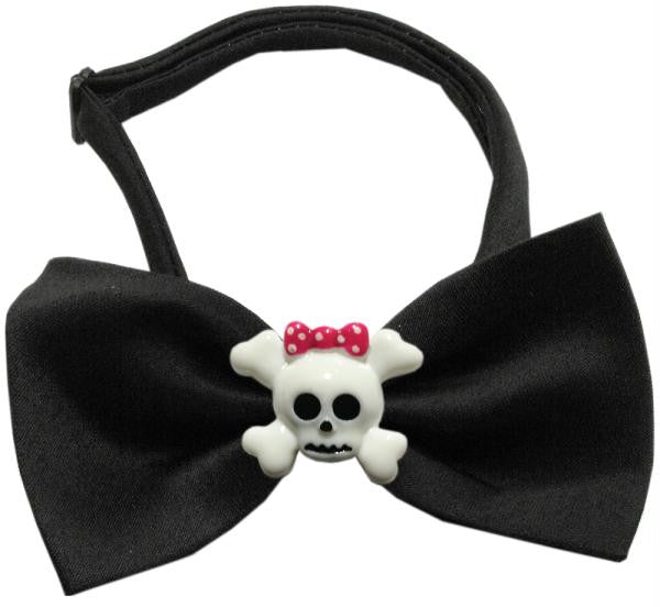 Girly Skull Chipper Black Bow Tie