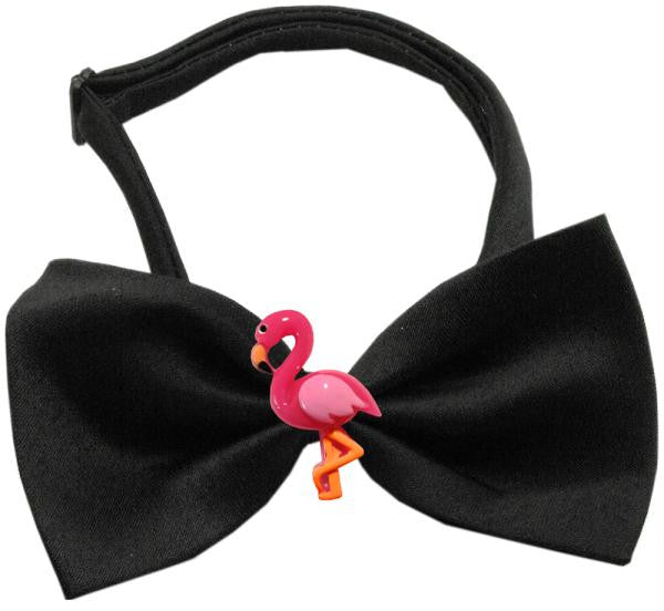 Pink Flamingo Chipper Black Bow Tie