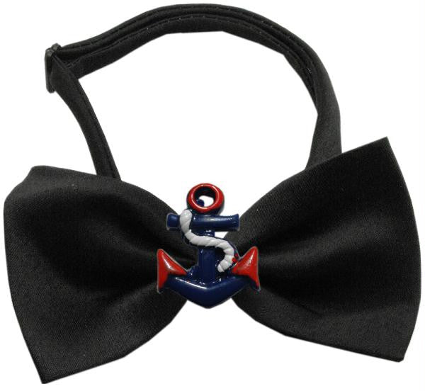 Patriotic Anchors Chipper Black Bow Tie