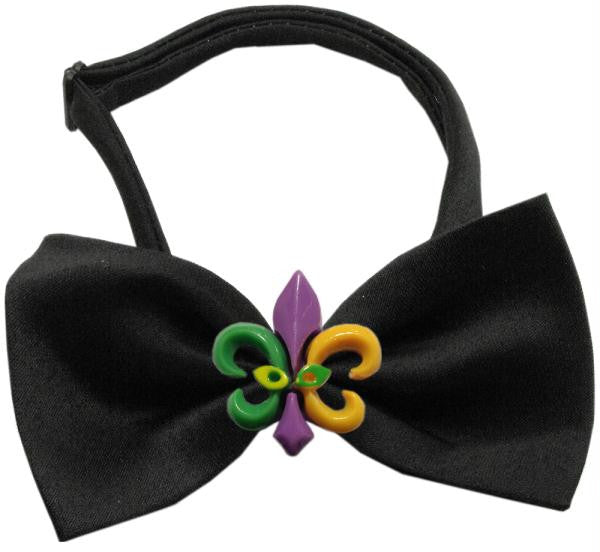 Mardi Gras Fleur de Lis Chipper Black Bow Tie