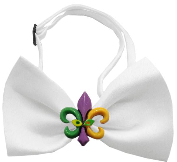 Mardi Gras Fleur de Lis Chipper White Bow Tie