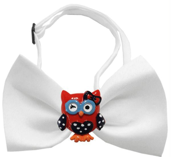 Patriotic Owls Chipper White Bow Tie