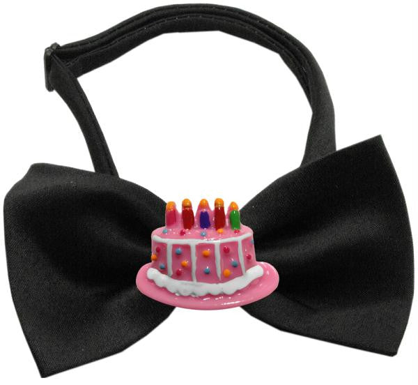 Pink Birthday Cake Chipper Black Bow Tie