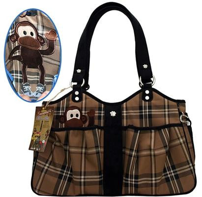 Bone Ami Airline Pet Carrier Plaid Monkey