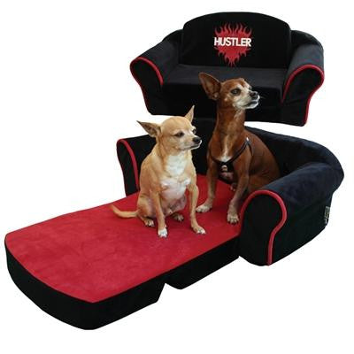 Black Hustler with Red Interior Pull Out Pet Sleeper Sofa Bed