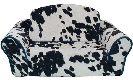 Cowprint with Turquoise Interior Pull Out Pet Sleeper Sofa Bed