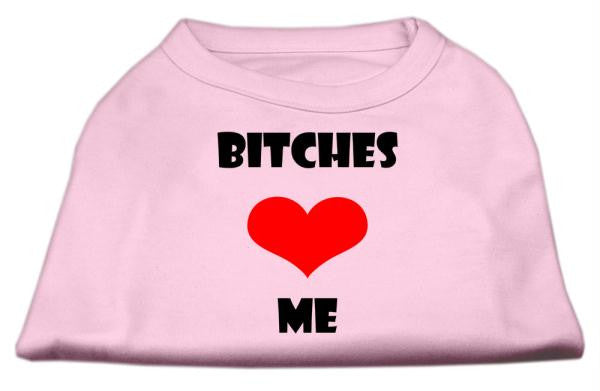 Bitches Love Me Screen Print Shirts Light Pink Lg (14)