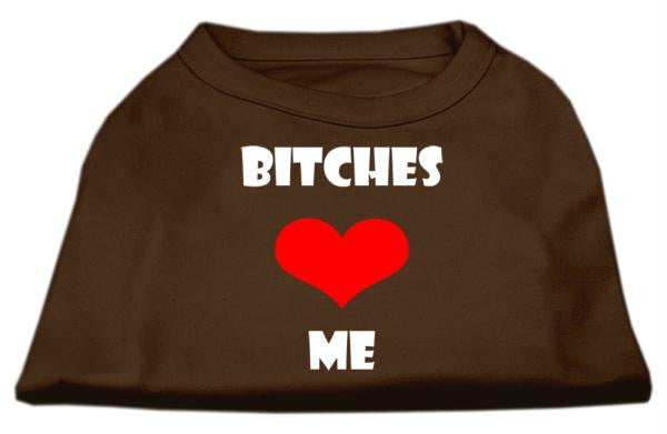 Bitches Love Me Screen Print Shirts Brown Sm (10)