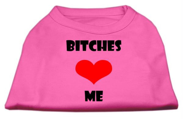 Bitches Love Me Screen Print Shirts Bright Pink XL (16)