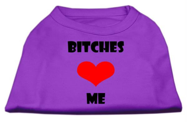 Bitches Love Me Screen Print Shirts Purple XS (8)