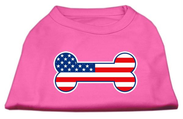 Bone Shaped American Flag Screen Print Shirts  Bright Pink L (14)