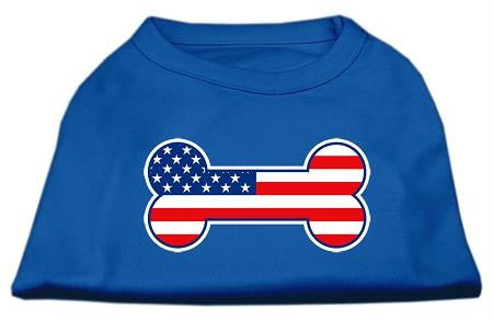 Bone Shaped American Flag Screen Print Shirts Blue XS (8)