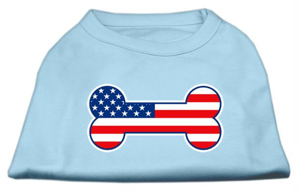 Bone Shaped American Flag Screen Print Shirts  Baby Blue XXXL(20)